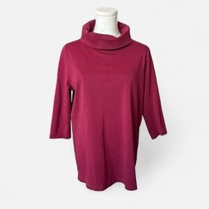 COS burgundy 3/4 sleeve turtleneck top 100% cotton